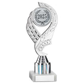 SILVER 'OLYMPIC' HOLDER ASSEMBLED ON MARBLE (2" CEN/1" TUBE) - 8in